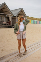 Beige Cotton Issa Shorts