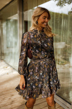 Black Patterned Alexandra Dress