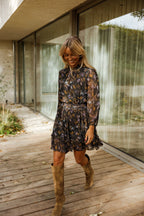Black Patterned Alexandra Dress