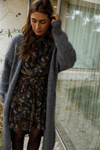Black Patterned Alexandra Dress