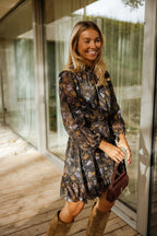 Black Patterned Alexandra Dress
