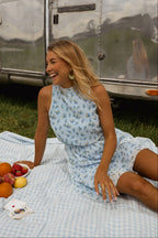 Blue Floral Axelle Dress