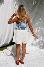 Blue Striped Mary Top