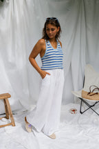 Blue Striped Mary Top