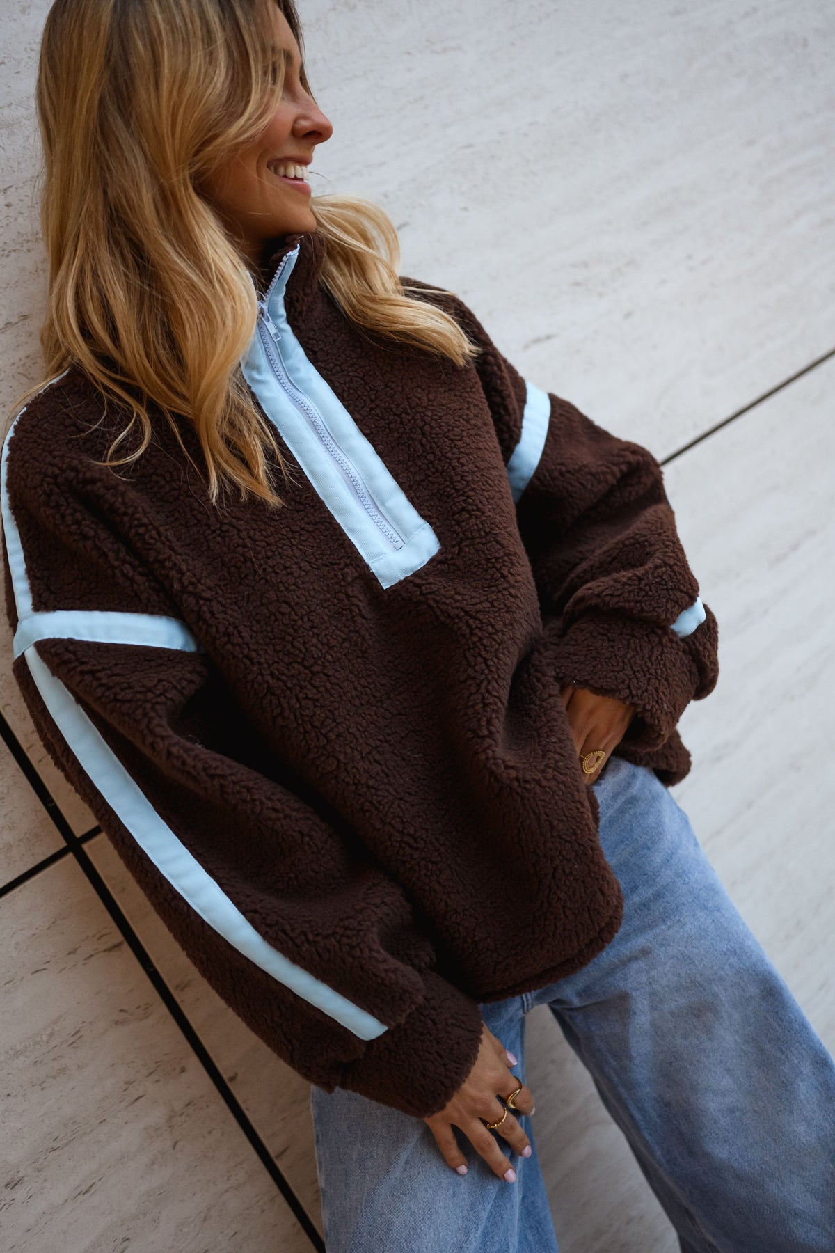 Brown and Blue Faba Fleece