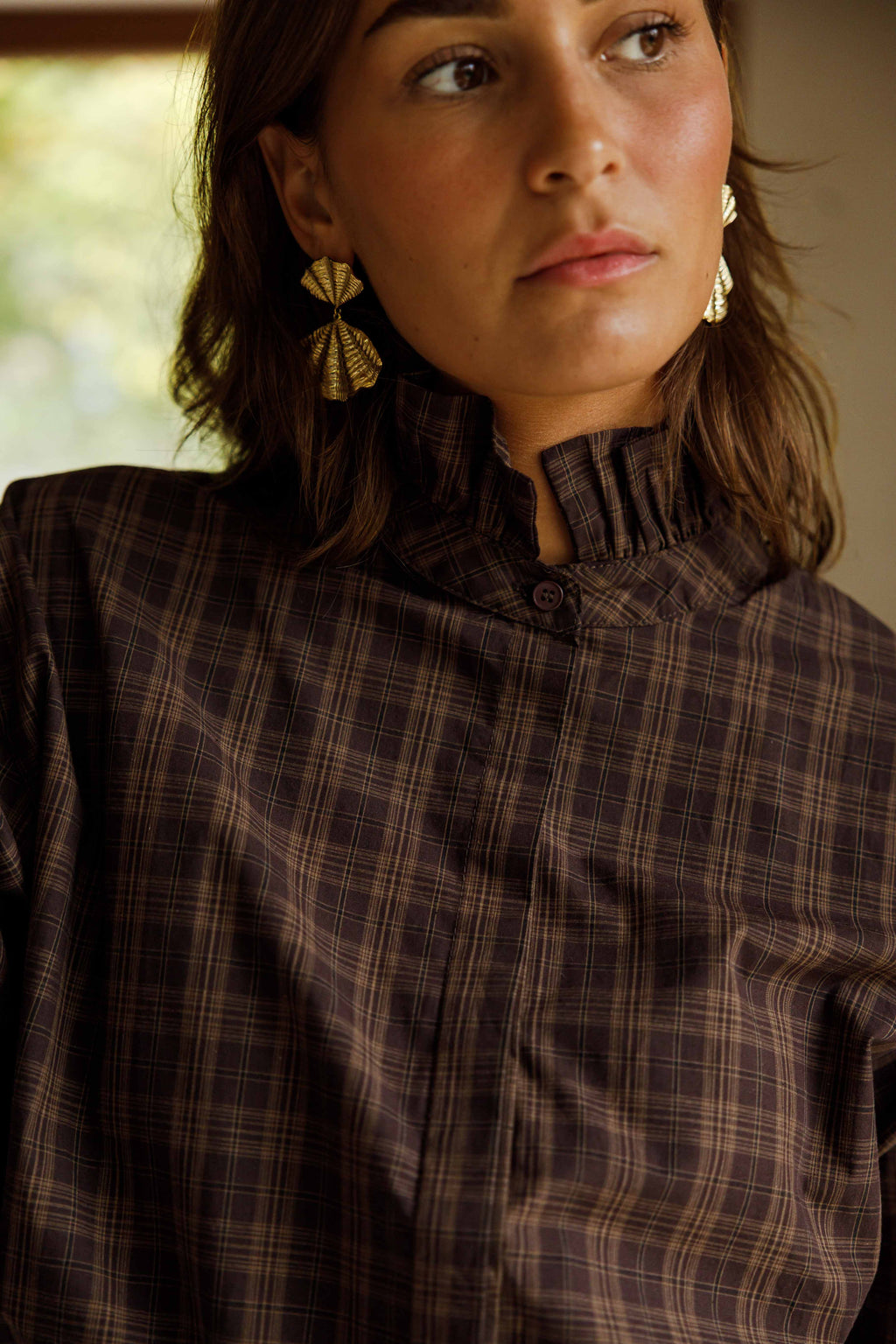 Brown Checkered Therese Shirt