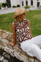 Brown And Ecru Crochet Zoe Top