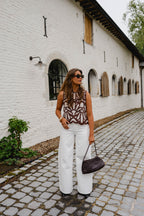 Brown And Ecru Crochet Zoe Top