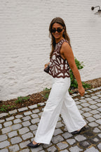 Brown And Ecru Crochet Zoe Top