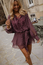 Burgundy Polka Dot Alenor Dress