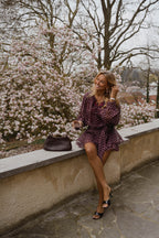 Burgundy Polka Dot Alenor Dress