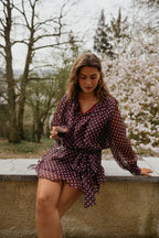 Burgundy Polka Dot Alenor Dress