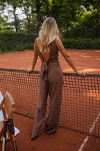 Chocolate Noelie Linen Top