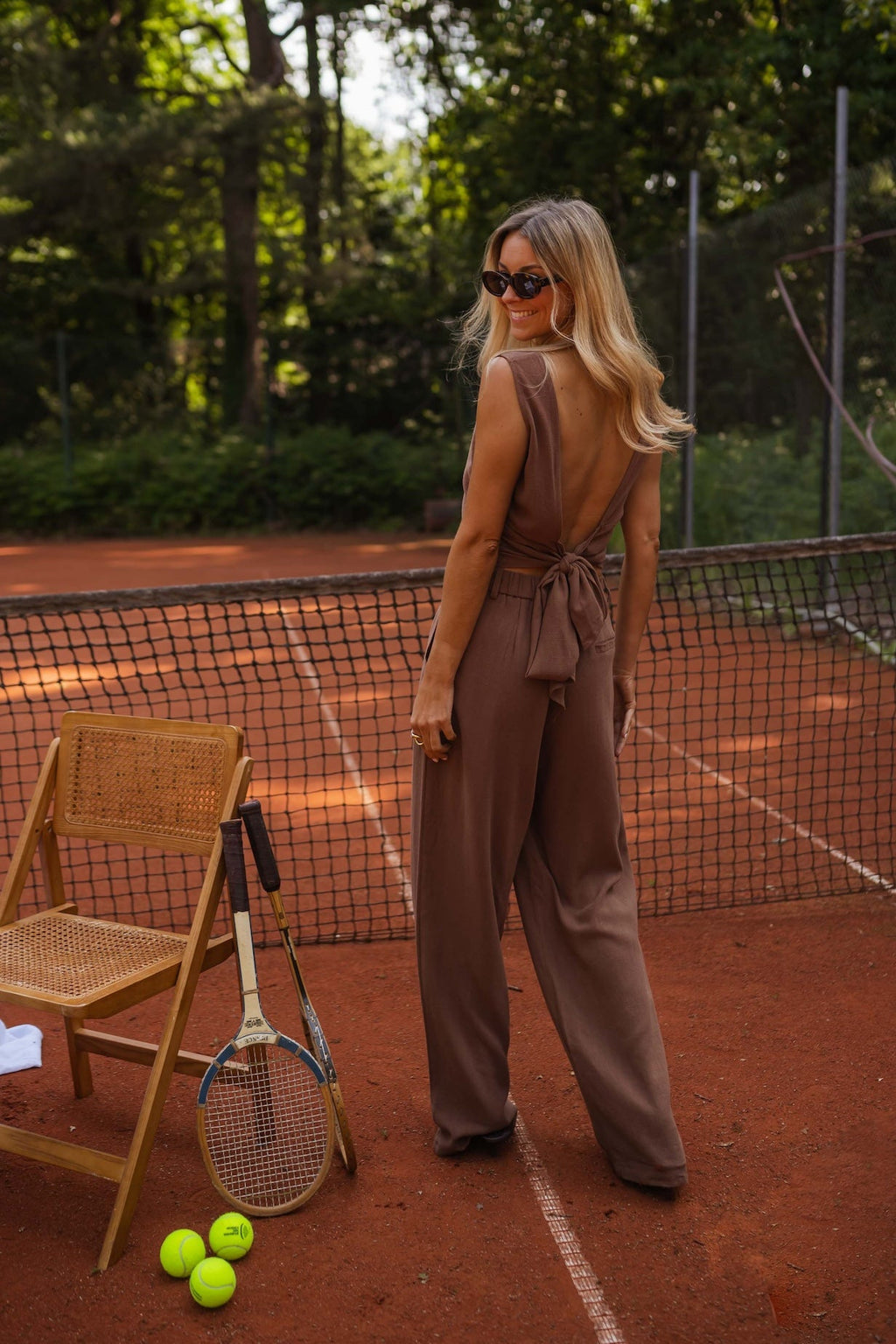 Chocolate Noelie Linen Top