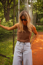 Chocolate Noelie Linen Top