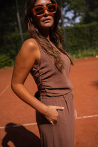 Chocolate Noelie Linen Top