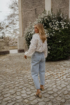 Ecru with Blue Floral Euredice Blouse