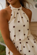 Ecru With Chocolate Polka Dots Selena Dress