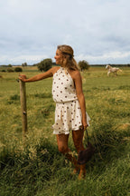 Ecru With Chocolate Polka Dots Selena Dress