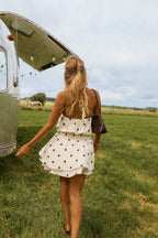 Ecru With Chocolate Polka Dots Selena Dress