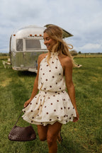 Ecru With Chocolate Polka Dots Selena Dress