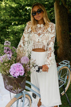 Ecru Crochet Butterfly Blouse