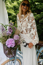 Ecru Crochet Butterfly Blouse