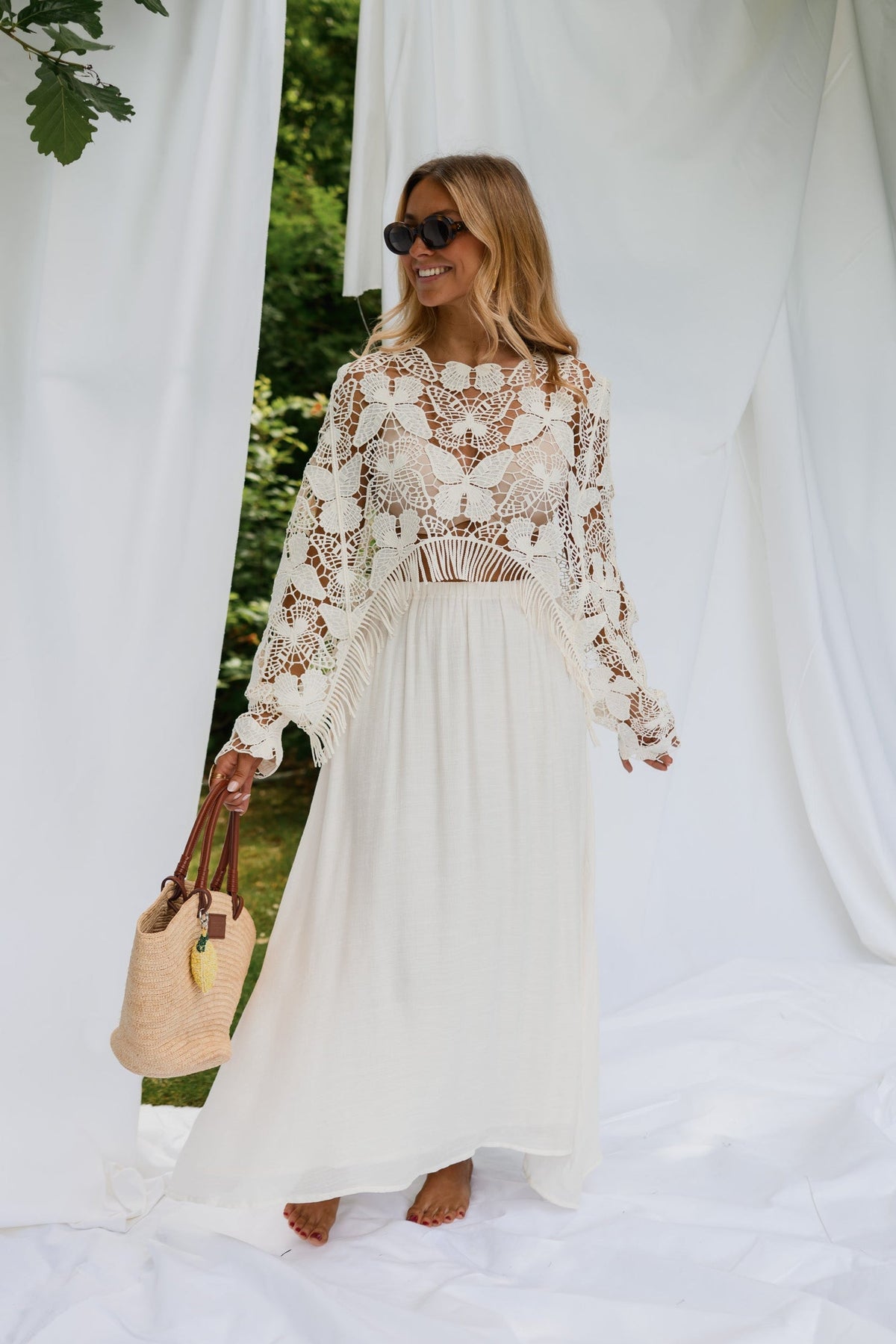 Ecru Crochet Butterfly Blouse