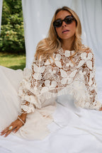 Ecru Crochet Butterfly Blouse