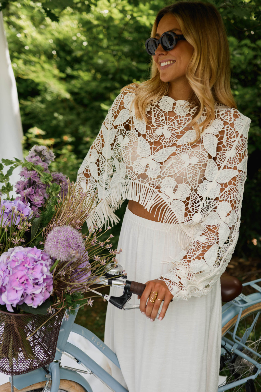 Ecru Crochet Butterfly Blouse