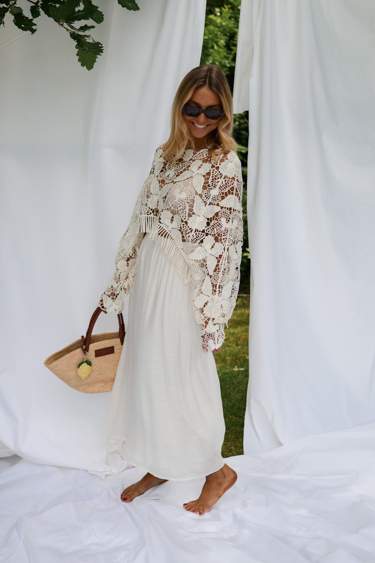 Ecru Crochet Butterfly Blouse