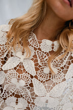Ecru Crochet Butterfly Blouse