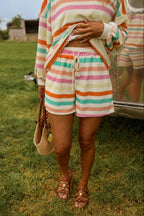 Ecru Striped Jessi Shorts