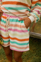 Ecru Striped Jessi Shorts