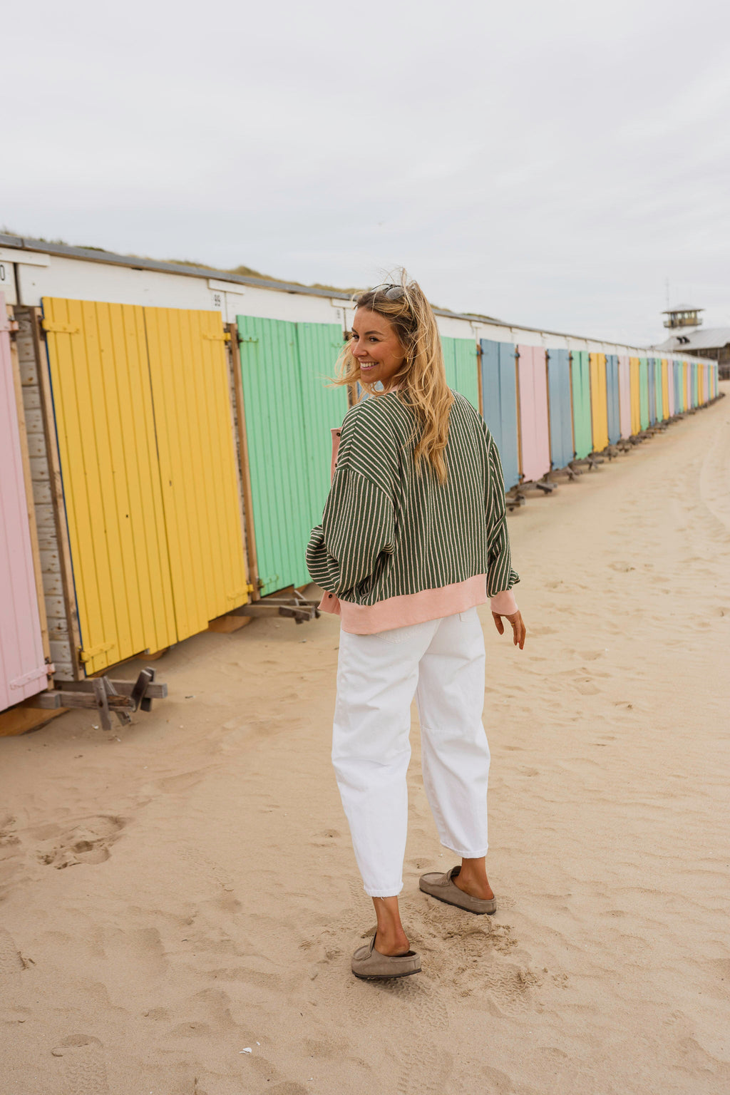 Green With Pink Stripes Verda Cardigan