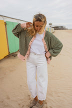 Green With Pink Stripes Verda Cardigan