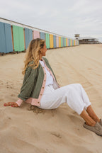 Green With Pink Stripes Verda Cardigan