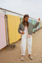 Green With Pink Stripes Verda Cardigan