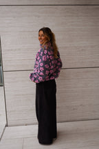 Grey with Pink Floral Tomas Fleece Jacket