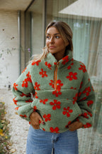 Khaki and Orange Sael Fleece Jacket