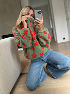Khaki and Orange Sael Fleece Jacket