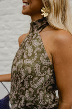 Khaki Patterned Maxence Dress