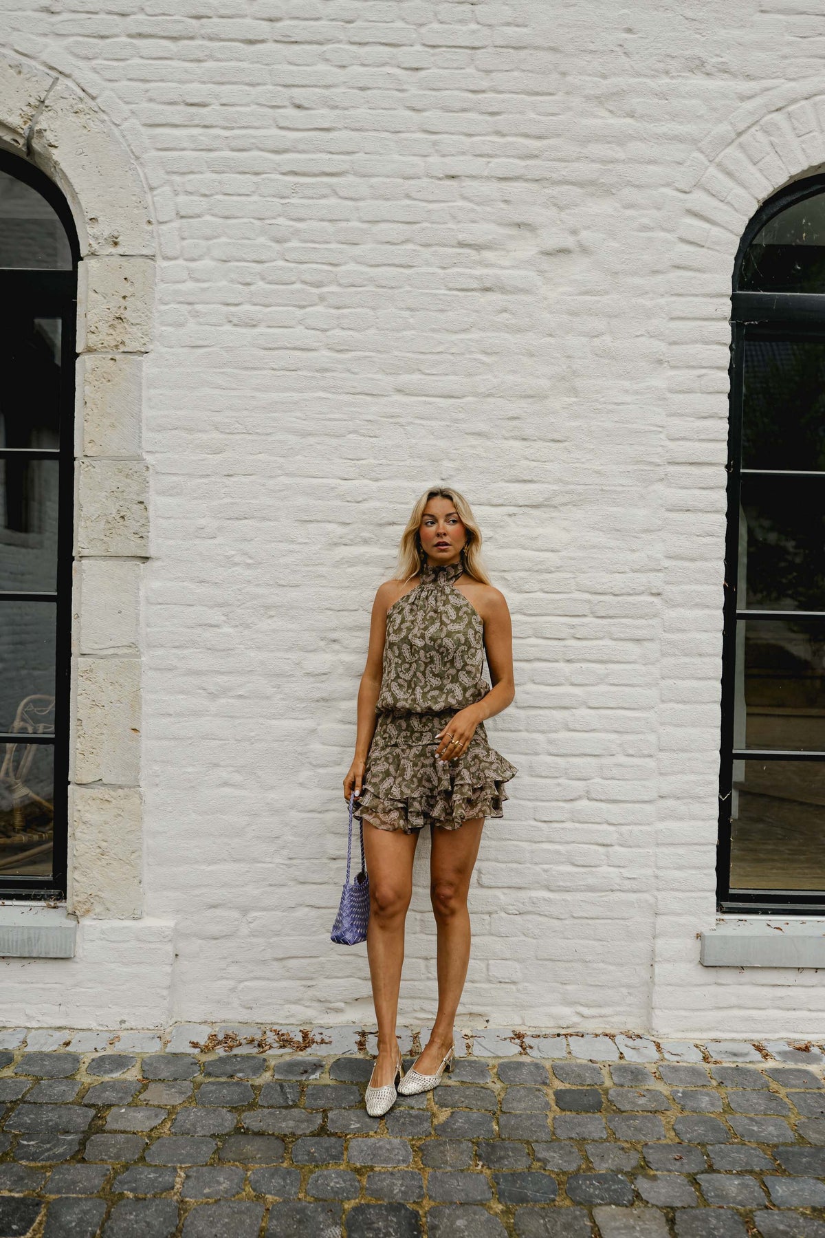 Khaki Patterned Maxence Dress