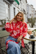 Red Patterned Georgina Blouse