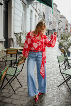 Red Patterned Georgina Blouse