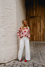 Pink And Red Crochet Tanja Blouse