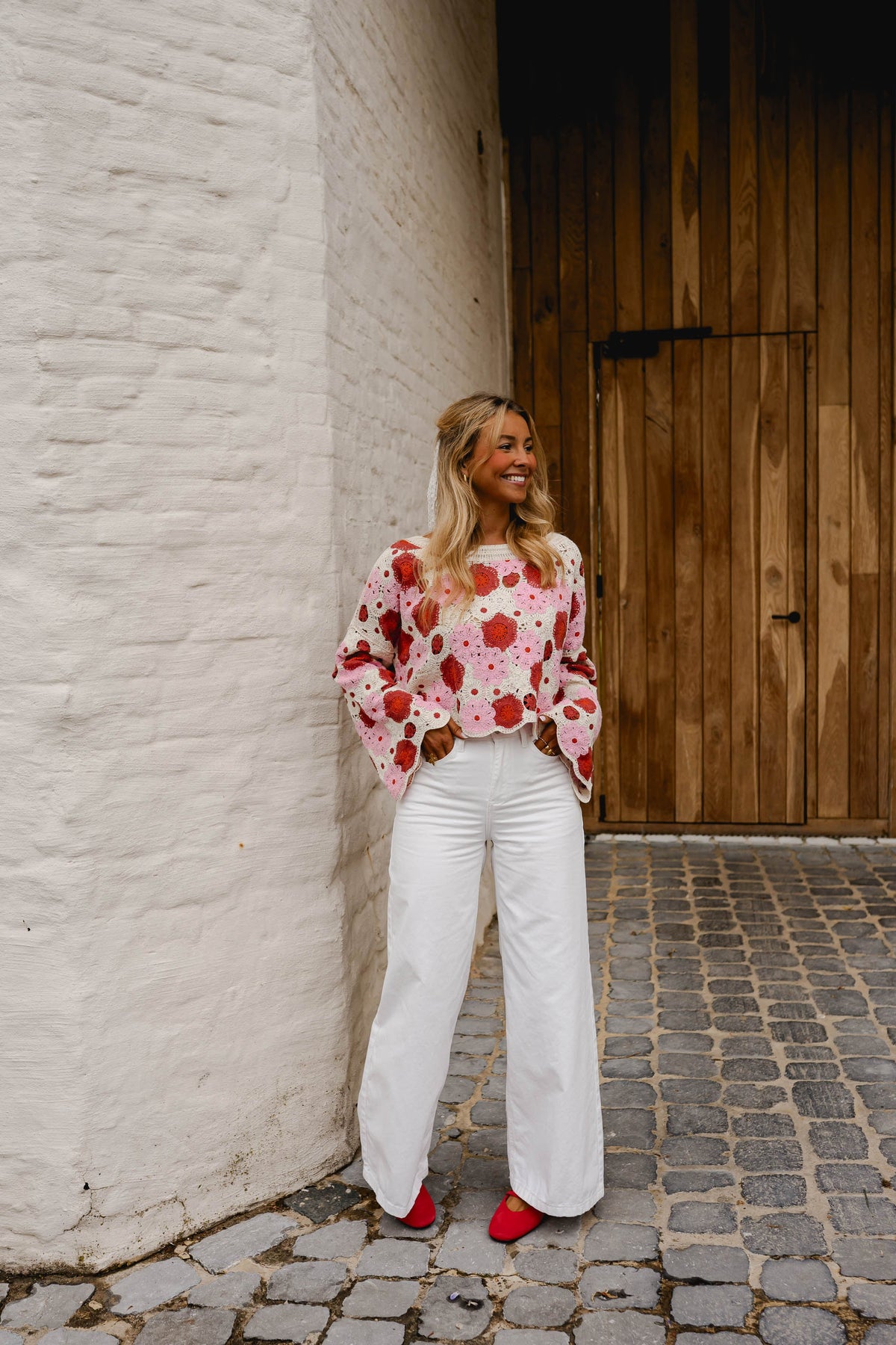 Pink And Red Crochet Tanja Blouse