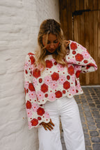 Pink And Red Crochet Tanja Blouse