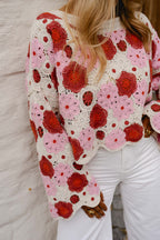 Pink And Red Crochet Tanja Blouse