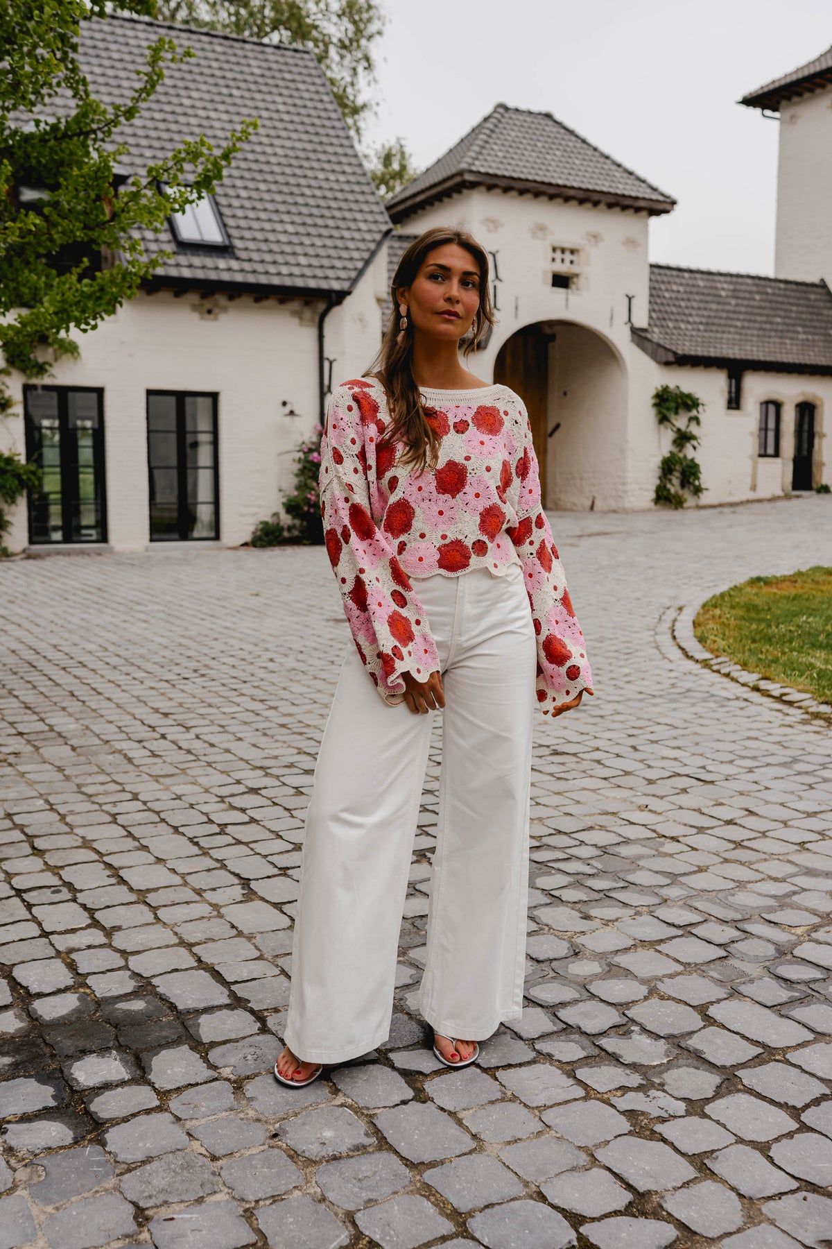 Pink And Red Crochet Tanja Blouse